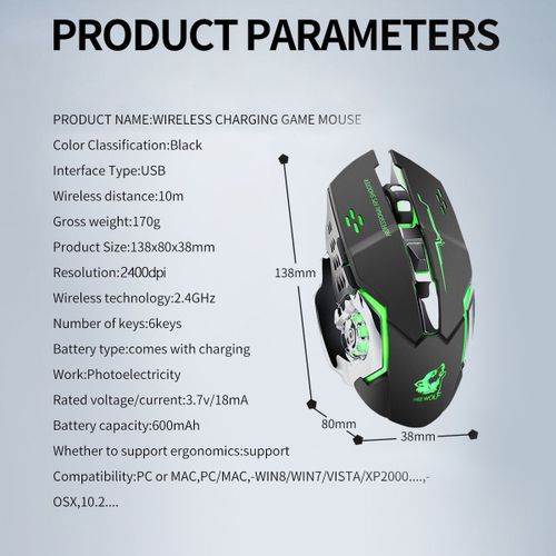 2.4GHz Wireless Charging Game Mouse Luminous Plug And Play - Image 3