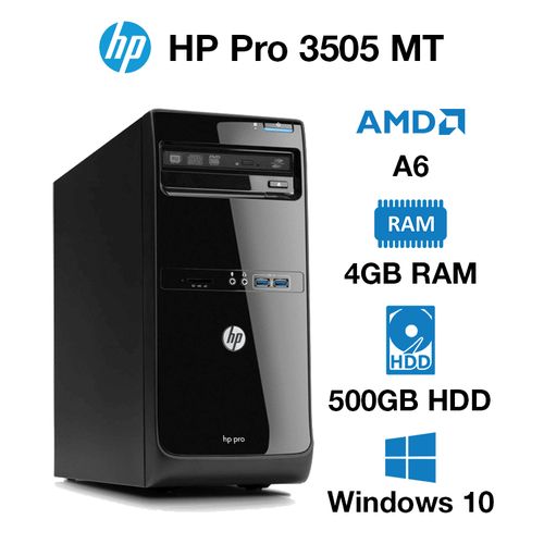 Hp Pro 3505 MT AMD A6 - 4GB - 500GB HDD, WIN 10pro, Ofiice 2016 - Image 2