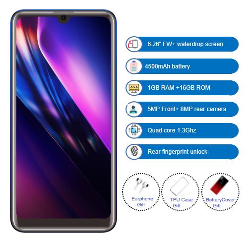 QUBO BIG1,6.26 Inch Screen,4500mAh ,16GB ROM,8MP Main Camera,Android 10,Fingerprint Unlock ,3G Android Smartphone - Image 5