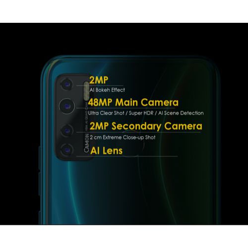 Tecno Camon 15 Air (CD6) 6.6" FHD 3GB RAM+64GB ROM, Android Q, 48MP Quad Rear Camera, 5000mAh, 4G, Fingerprint Face ID - Blue - Image 3