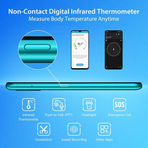 UMIDIGI A7S Infrared Temperature Sensor 6.53-Inch (2GB,32GB ROM)Android 10 GO (13MP+8MP+2MP)+8MP 4150mAh Smartphone-Sky Blue - Image 3