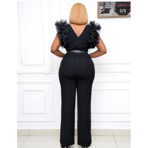 Ladies Fashionable Jumpsuit With Mesh Without Belt1