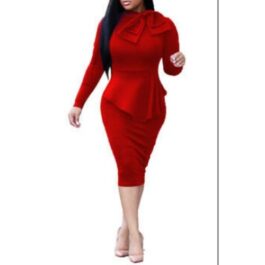 Red Long Sleeve Elegant Body con...