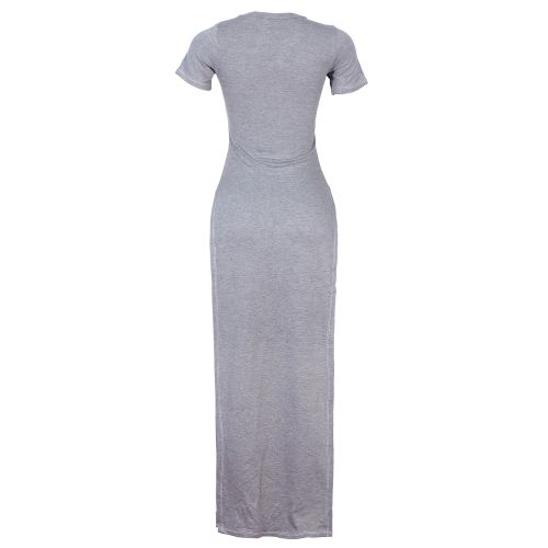 Two Sides Slit Ash Short Sleeve Gown - Image 2