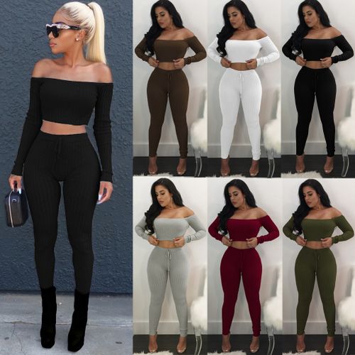 Women Two Piece Suit Crop Top and Leggings - Image 3