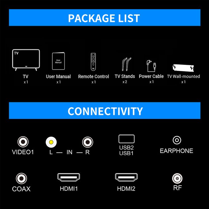 Hikers 32'' Inches Frameless HD LED TV-Black - Image 6