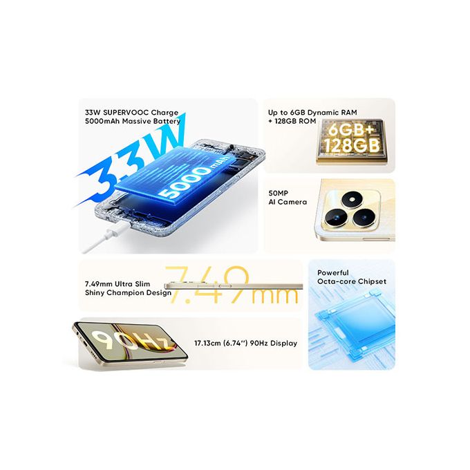 Realme C53 6.74'' 8GB RAM/256GB ROM Android 13 - Gold - Image 3