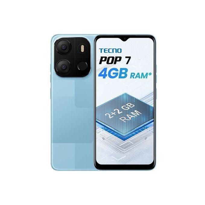 Tecno POP 7 - 6.6" (4GB RAM/ 64GB ROM) 4G Dual SIM, 5000mAh - Blue